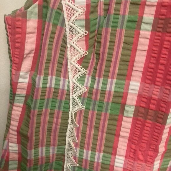 Vintage Seersucker Dress with Trim - Picture 7 of 8